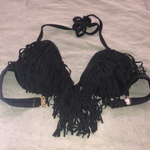 Black fringe bikini top